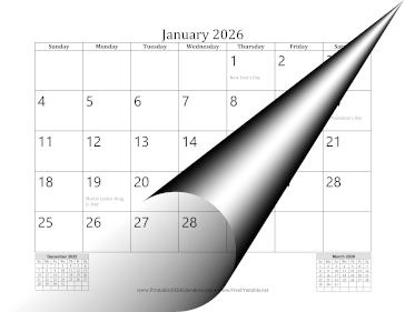 2026 Calendar Mini-Month Calendar