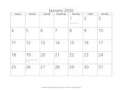 January 2026 Calendar