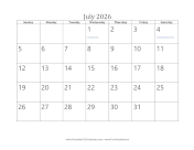 July 2026 Calendar