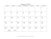 August 2026 Calendar