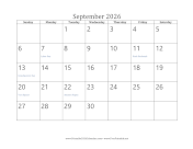 September 2026 Calendar