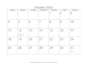 October 2026 Calendar